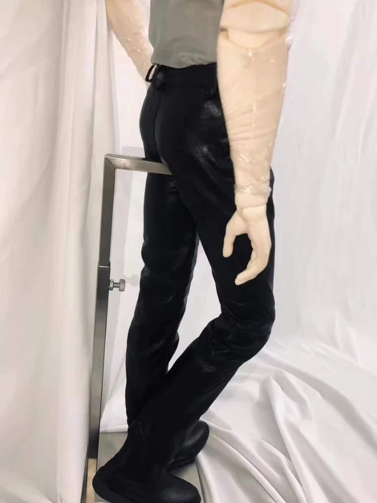 D09-P668 kinderen handgemaakte speelgoed oom ID75 uf75 BJD poppenkleertjes basic vest zwart pu lederen broek 1pcs