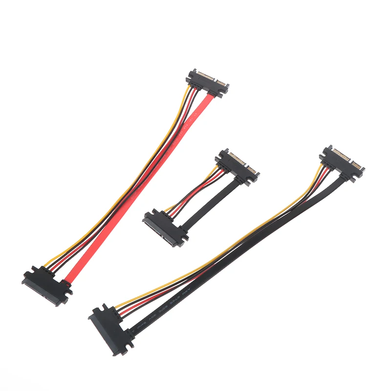 SATA สายสายต่อ SATA 22ขาตัวผู้เป็นตัวเมียสาย SATA 22ขาตัวผู้ไปยังตัวเมีย7 + 15ขา SATA Data Power Combo Cable ฮาร์ดดิสก์ใหม่