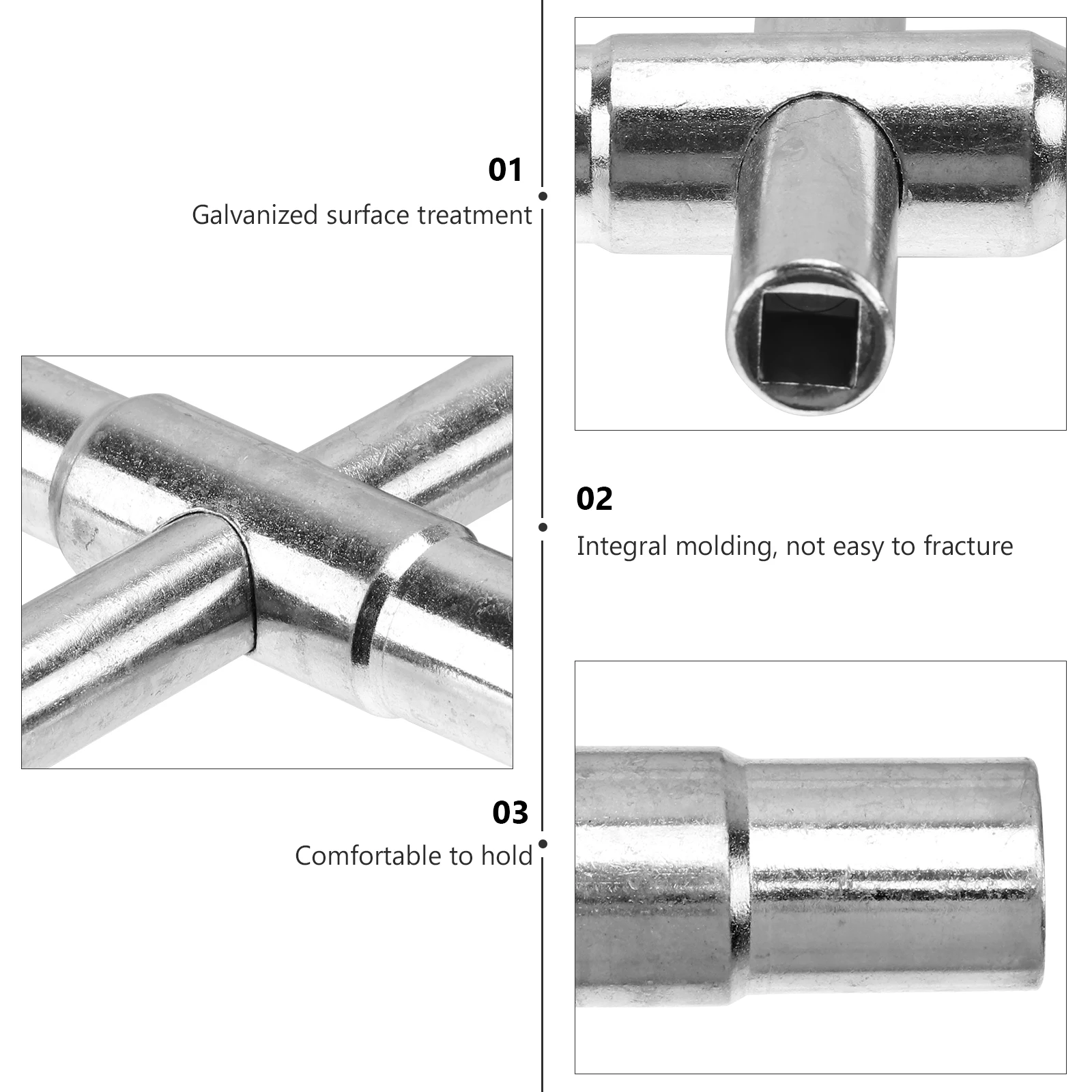 

Silver Steel Tool Bathroom Cross Bathroom Faucet Wrench Durable Faucet Wrench Professional Cross Handle Design