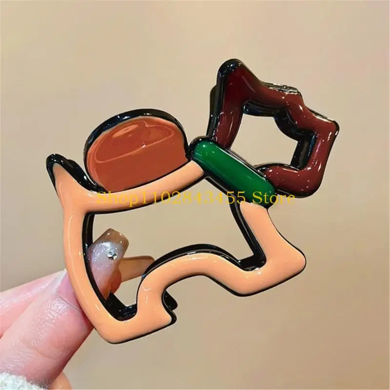 

49MC Colorful Geometric Dog Hair Claw Clip Strong Hold Lightweight Hair Accessories