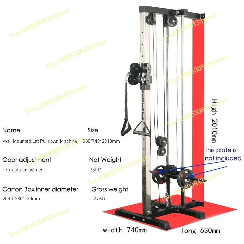 Factory  Adjustable Double Pulley System Wall-mounted Pull-down Machine for Home Gym Fitness Training and Loading Cable Station