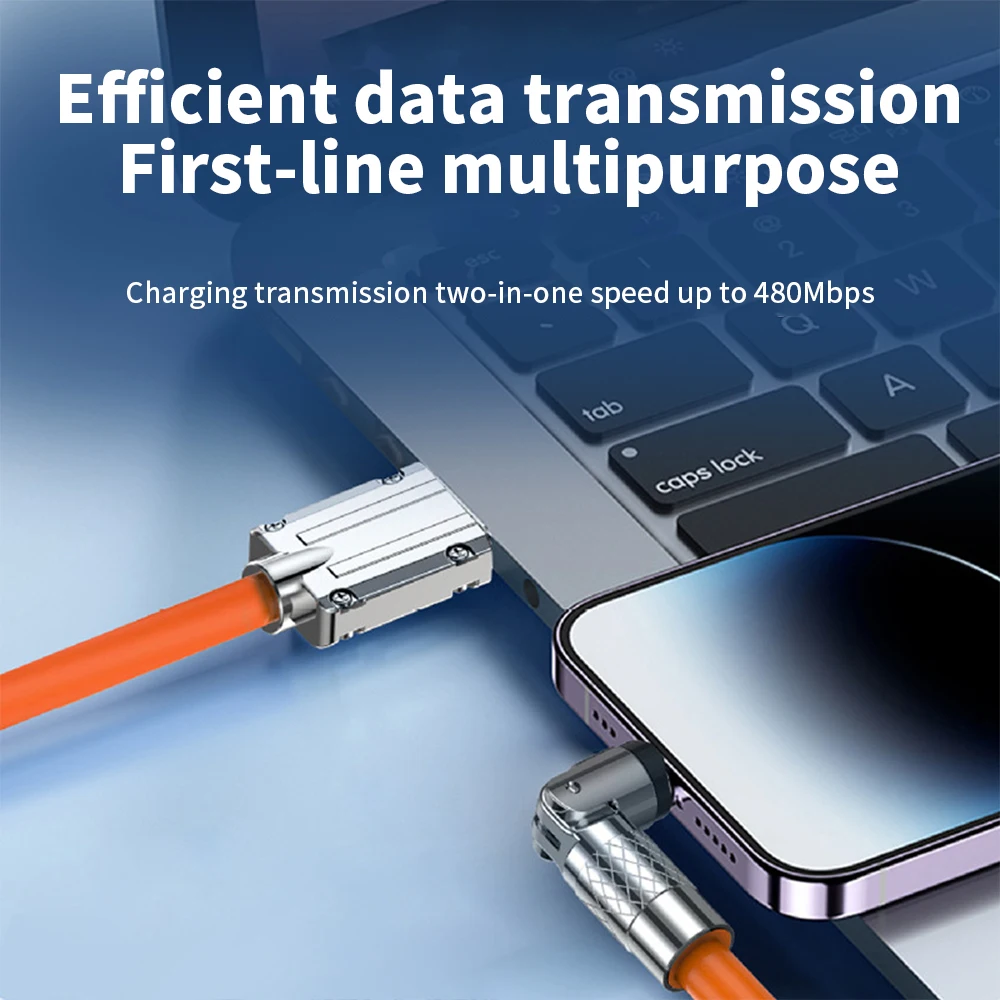 120W Fast Charge USB Type C Cable 540 Degree Rotation Elbow Cable for Game for Xiaomi Redmi Honor Samsung Phone Charge Data Cord