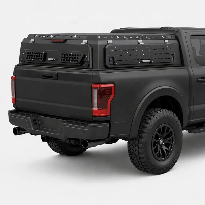 No-Drill Easy Installation Heavy-Duty Manganese Steel Pickup Truck Mid-Height Topper Flush Fit Textured Finish for F250