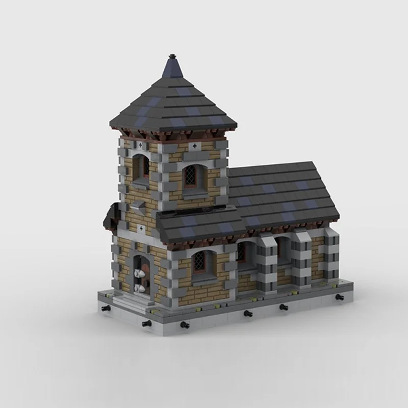 Castillo Medieval modelo MOC, bloques de construcción, arquitectura de capilla, tecnología Modular, regalos de vacaciones para niños, juguetes para montar, traje