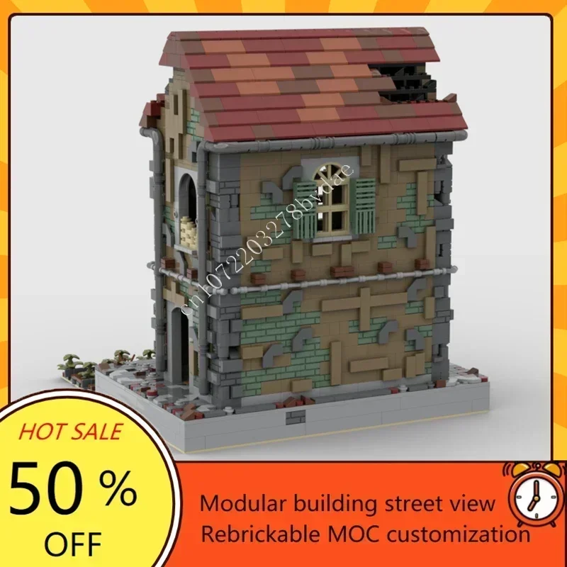2474PCS Abandoned Train Station Modular MOC Building Model Creative Street View Custom Puzzle Architecture DIY Assembly Toy Gift
