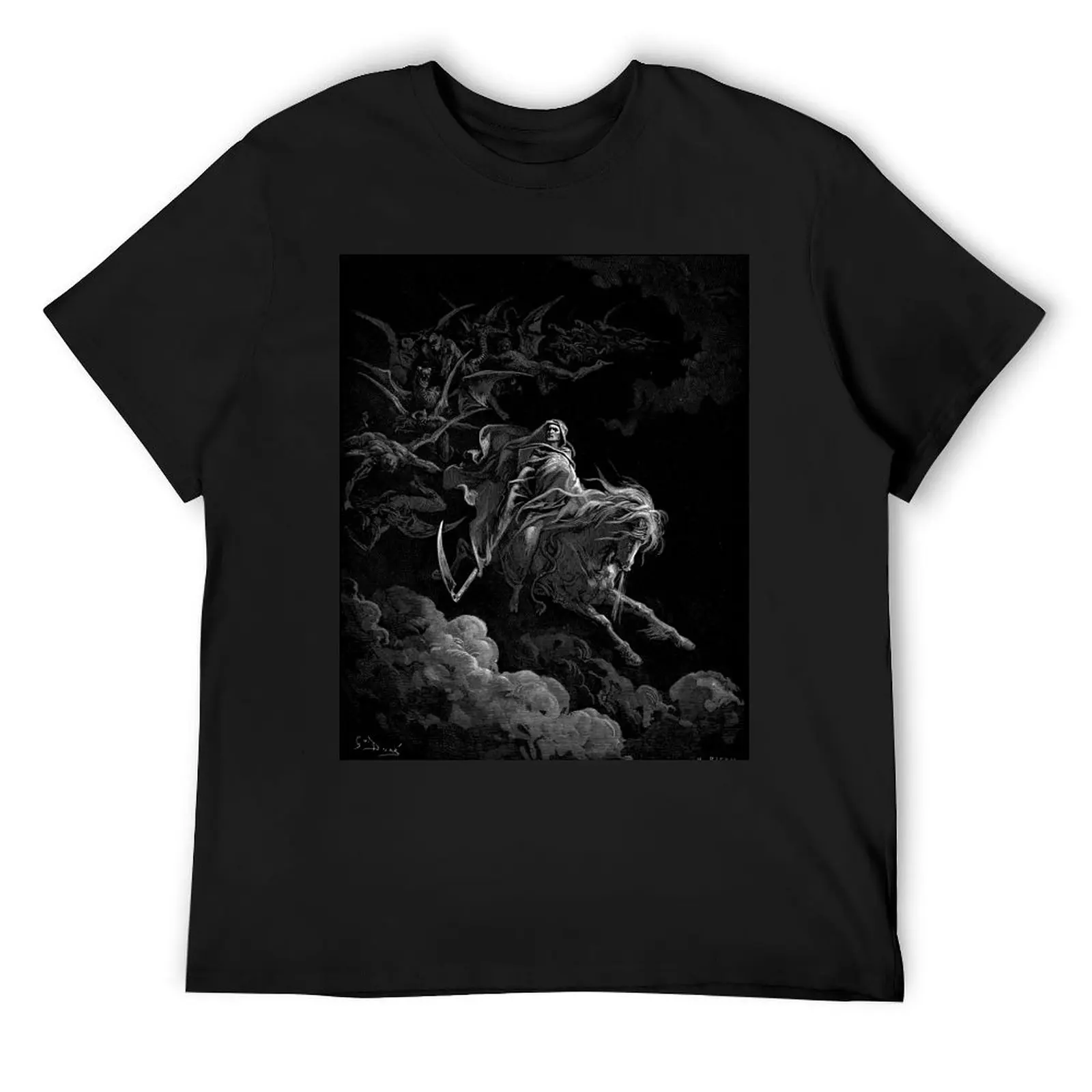

Death on the Pale Horse by Gustave Dore T-Shirt oversized t shirt heavyweights vintage graphic tee Men's t-shirt