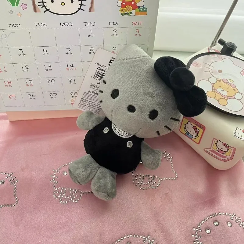 kawaii Natale Hello kitty 50° anniversario grigio antracite Ciondoli per sacchetti di peluche Sanrio Kitty Peluche Portachiavi Ciondolo Regalo