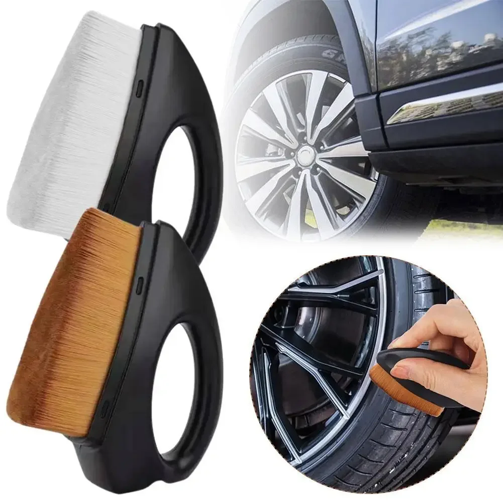 Mini Car Tire Detailing Brush Synthetic Fiber Auto Tire Shine Applicator Wash Tire Cleaner Portable Car Interior Cleaning Tool