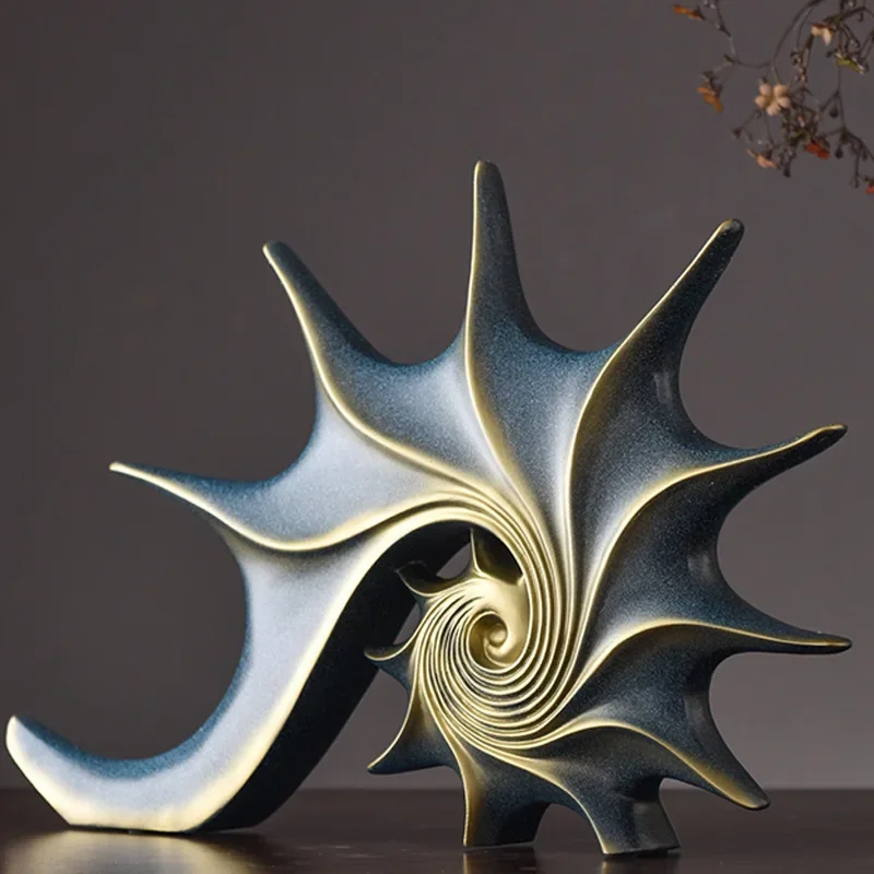 Creative Resin Conch Statue Ornament Sea Snail Figurines Office Home Decoration Living Room Desktop Bookshelf Wine Cabinet Decor