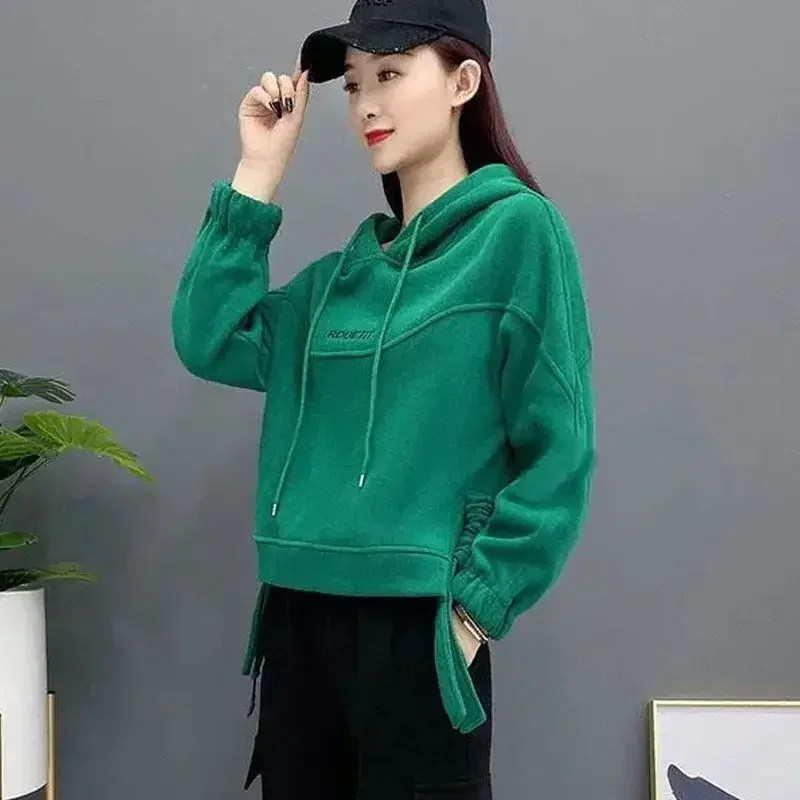 Cotton Warm Cold Hoodies Autumn and Winter Hooded Sweatshirt for Women Thick Woman Tops Plain High Quality Xxl Korean Fashion M