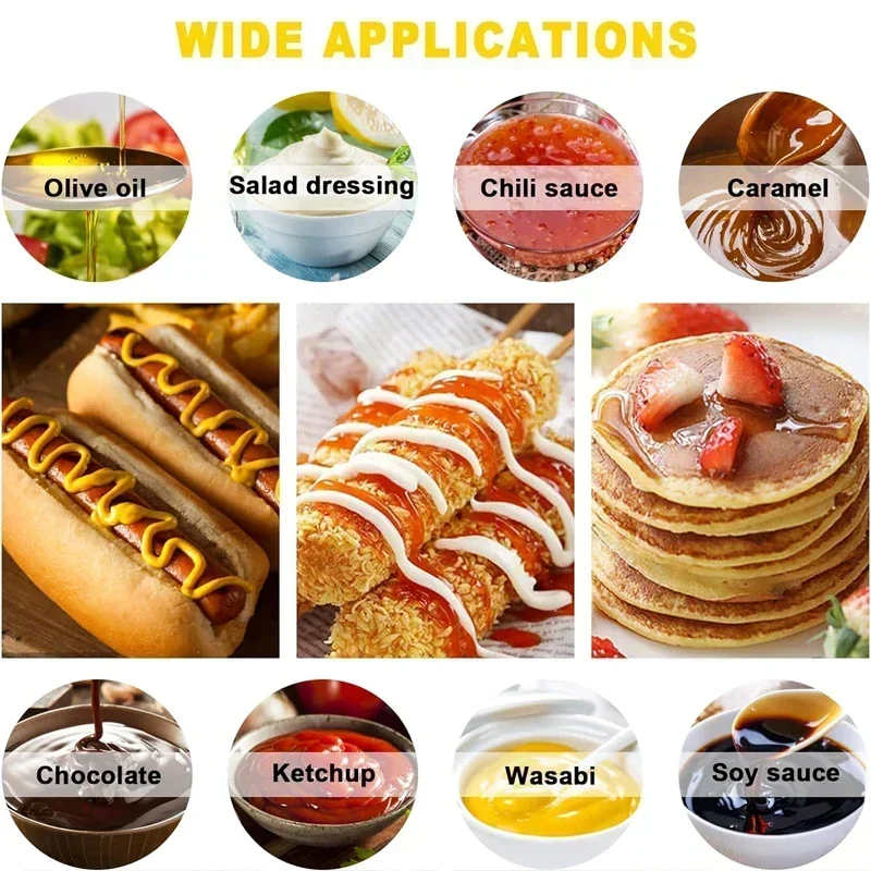 5/10Pcs 120ml-1000ml Plastic Condiment Squeeze Bottles Squirt Bottles Containers For Sauces Ketchup BBQ Syrup Oils Leak Proof