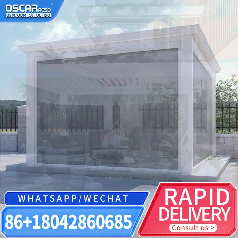 Sustainable Waterproof 8x8 Louvered Pure Aluminum Bioclimatic Structure Garden Gazebo Balcony Easily Installed Outdoor Shade Spa
