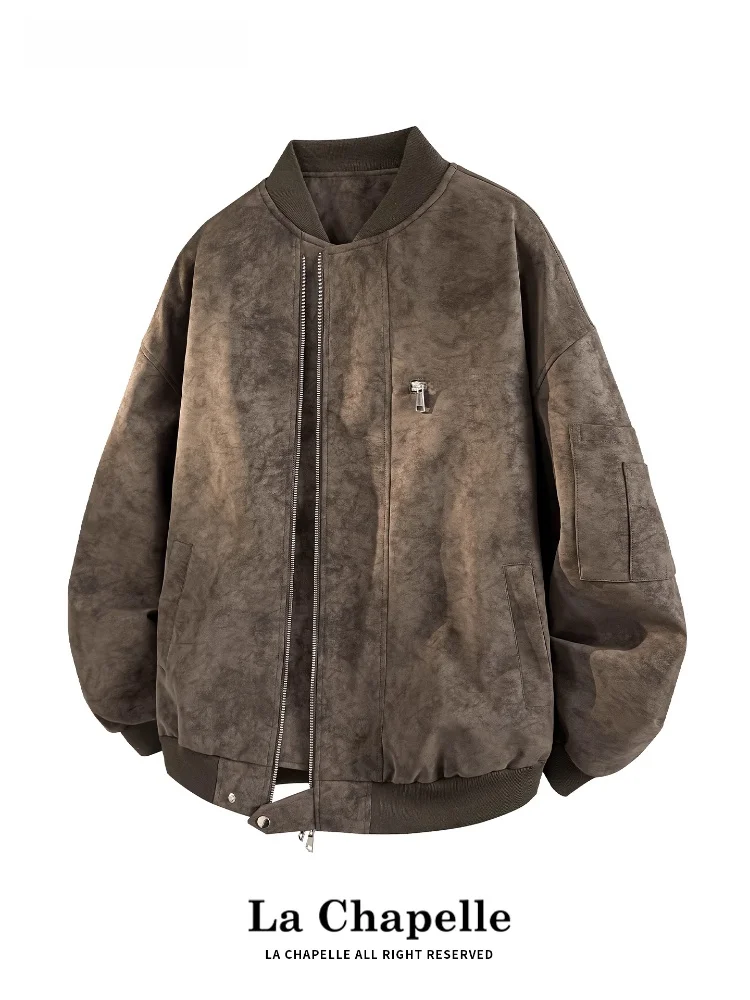 

La Chapelle Ретро Функциональный Sle Кожаный Джет ex Осень Харрингтон Лоскутная Спецодежда Бейсбольный Наряд Декор на Молнии