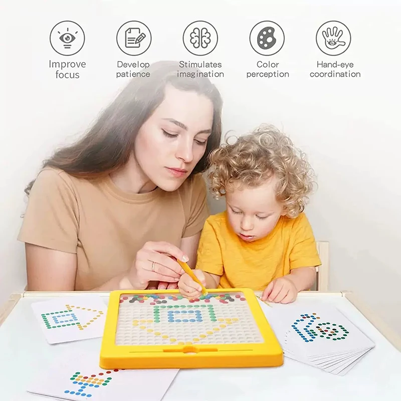 Magnetic Drawing Board ของเล่นเด็ก Montessori การศึกษา Sensory ของเล่นแม่เหล็ก Doodle Board Dot ลูกปัดเดินทางของเล่นของขวัญ