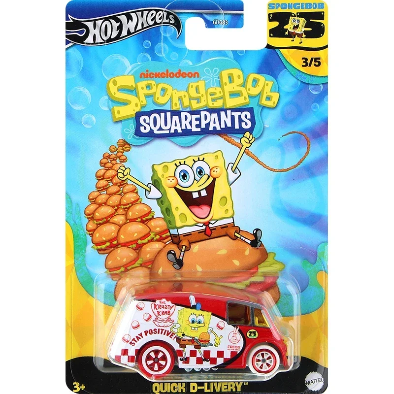 Hot Wheels-coche oficial de Bob Esponja para niños, pipas rectas de viento, regalo, 1:64 Diecast Van Pony-up, entrega rápida