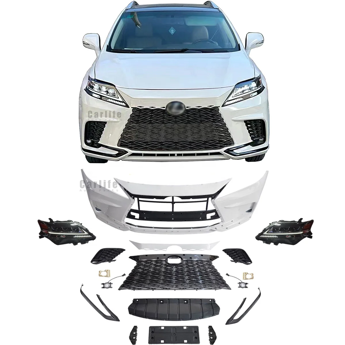 

Body Kits for Lexus RX 2009-2015 Facelift To 2022 Look Model with Headlights Front Bumper Assembly Rear Bumpers Grilles