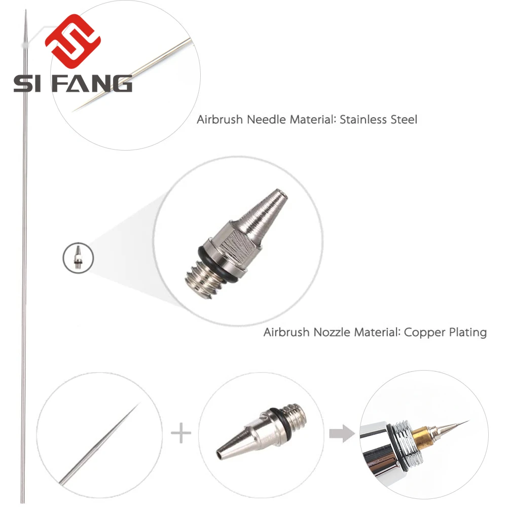 Imagem -06 - Aerógrafo para Pulverização de Tinta Peças com Bico de 0.2 0.3 0.5 mm Peças de Reposição Acessórios