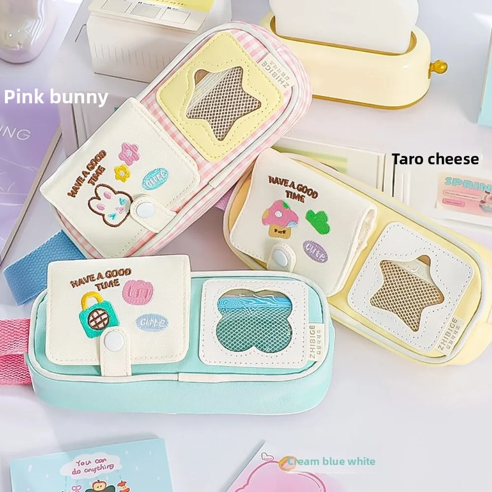 

Multilayer Y2K Cartoon Stationery Bag PVC Display Desktop Storage Korean Pencil Case Aesthetic Cosmetics Card Pen