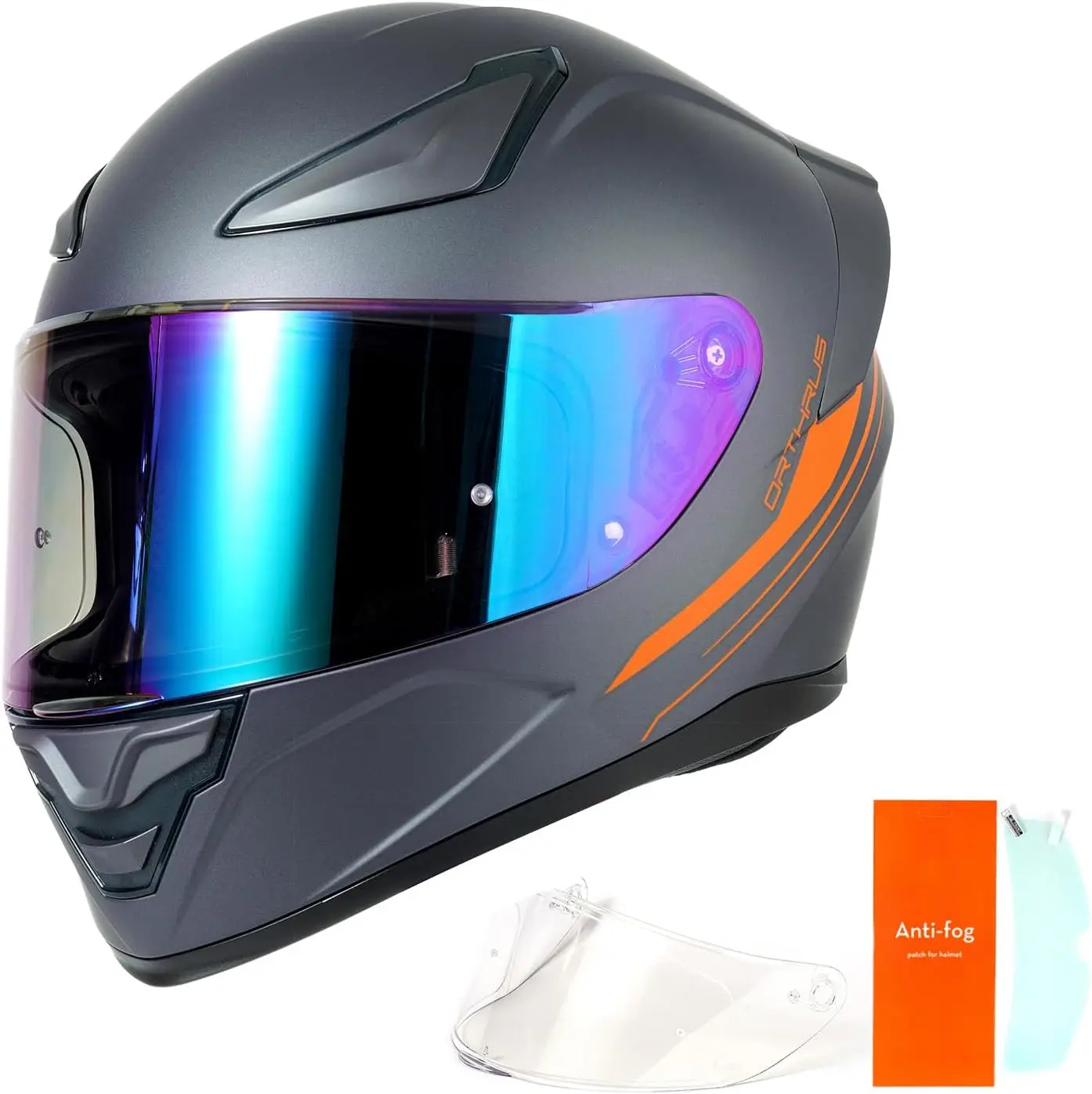 

OTS Dual Clear & Tinted Visor Full Face DOT Motorcycle Helmet - Lightweight Airflow ABS Shell, Quick-Release Buckle, Washable Li
