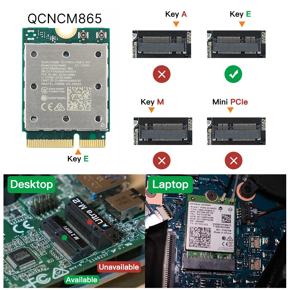 Fenvi-ワイヤレスwifiカードアダプター,win11,qcncm865,bluetooth 5.3,トライバンド,2.4g,5g,6ghz,802.11be,m.2 ngff