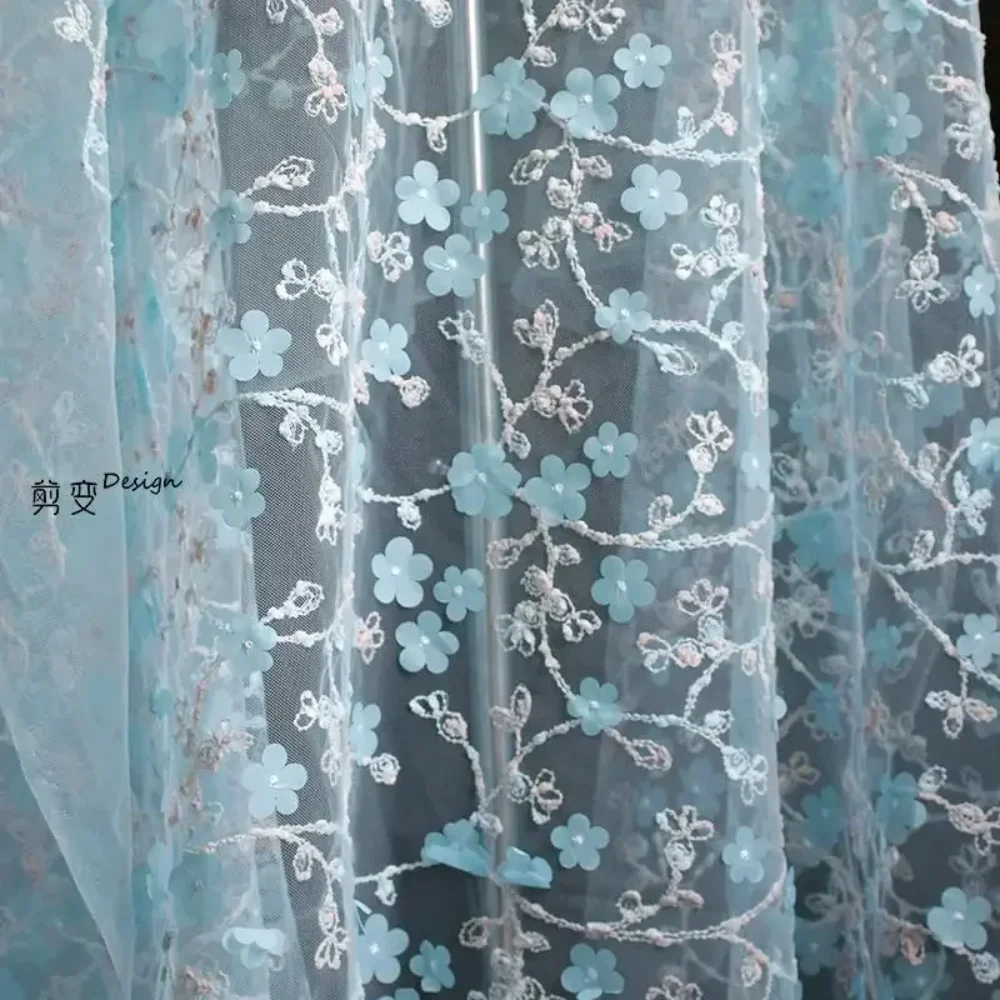 

National Style Beautiful Flower Mesh Fabric for Creative Fashion Clothing Designer Cloth Apparel Diy Sewing By The Yard Material