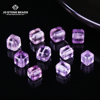 1 Pc Natural Stone Amethyst Carved Square Faceted Shape Bead With Hole for Jewelry Making DIY Necklace Bracelet Accessory