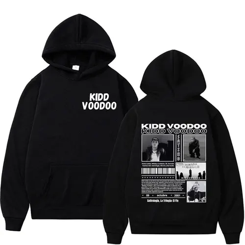 Sudadera con capucha gráfica del rapero Kidd Voodoo En's Chile Tour, sudadera con capucha de algodón puro 100% estampada gótica de hip-hop a la moda para Otoño/Invierno