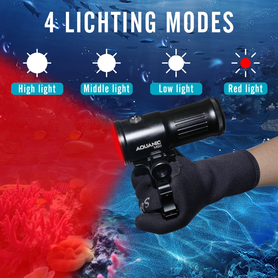 N15 6000 Lumen Torcia Subacquea Video – Luce Bianca 6500K, 90 CRI, IP68 80m Per Immersioni E Fotografia Subacquea - 2