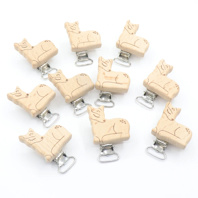 5 Piece Nipple Chain Accessories Modeling Beech Nipple Clip BPA Free Cute Little Elephant Fox Wolf Owl Baby DIY Accessories