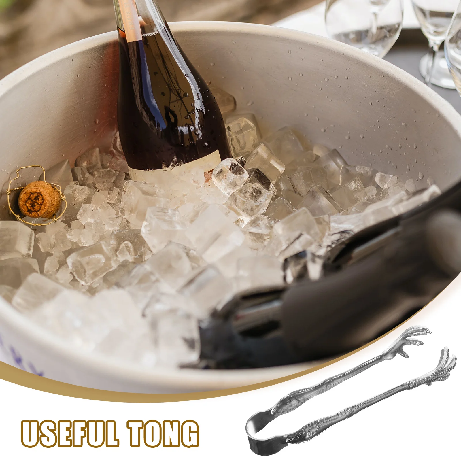 

Ice Ball Stainless Steel Kitchen Food Tongs For Grilling Serving Salad Tools Metal Tongs