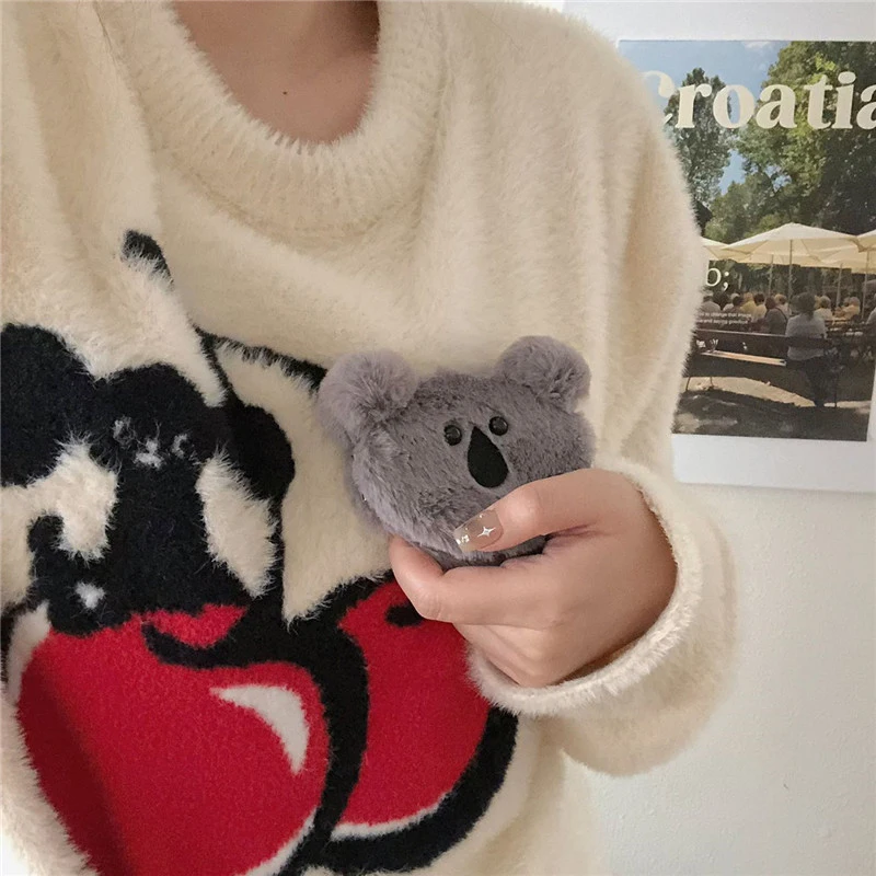 น่ารัก Koala Plush แต่งหน้ากระจกสองด้านพับแต่งหน้ากระจกแบบพกพาขนาดเล็กแต่งหน้ากระจกแบบพกพาเด็กกระจก