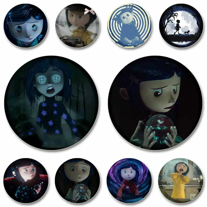 

Horror Anime Enamel Pins Cartoon Round Snap-in Brooch Button Badges on Backpack Hat Jewelry Accessories Fans Toys Gifts