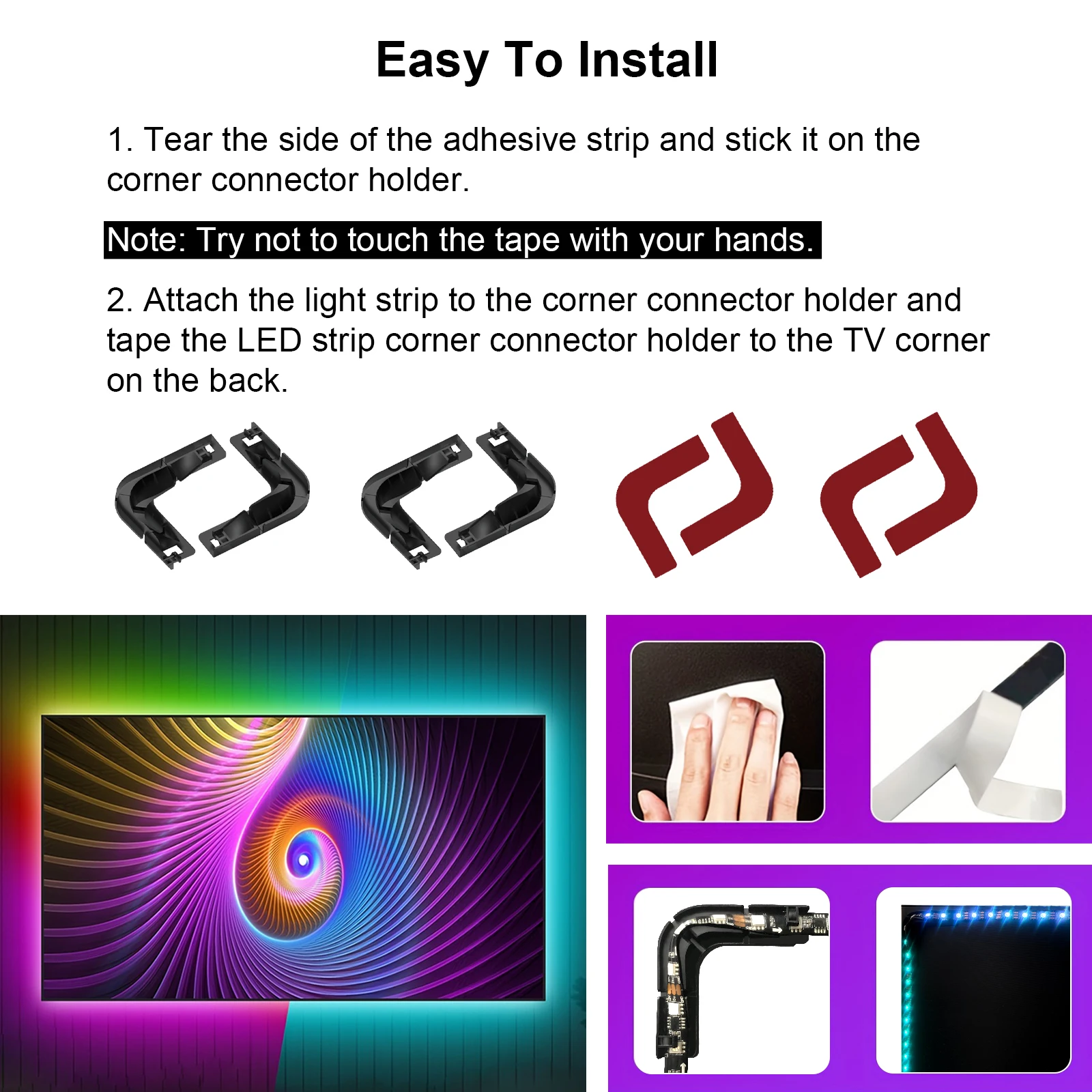 Immagine 7: Supporto ad angolo a L per strisce LED, senza saldature, senza spazi vuoti, compatibile con accessori per strisce LED SMD 5050 (4 pezzi)