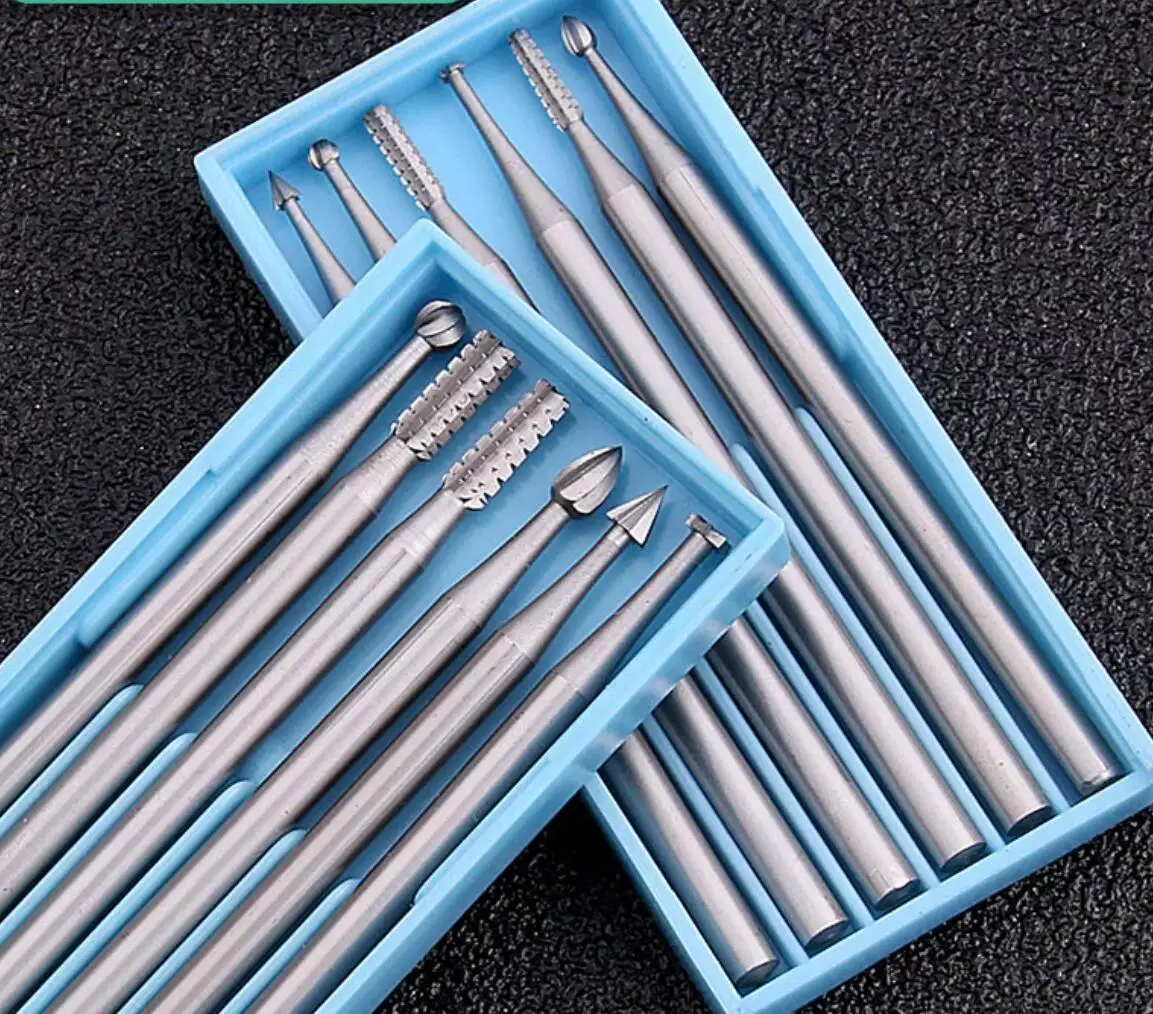 6pcs Microcarving Knife 2.35mm Diameter Burs Tungsten Steel Engraving Cutter Olive Core Carving Cutter Engraving Machine Set