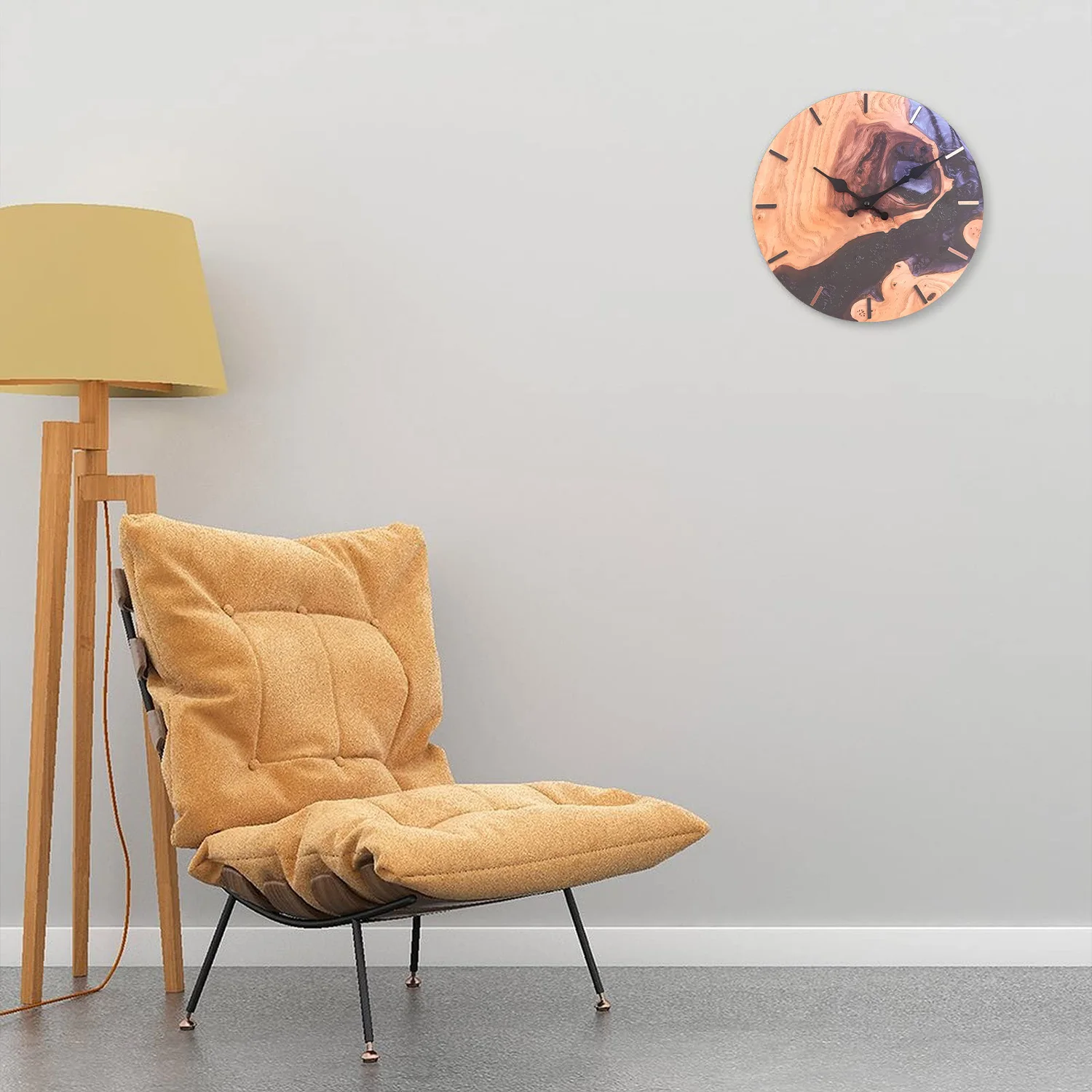 Personalized Strait Mountain Pattern Wooden Wall Clock Living Room Bedroom Kitchen Home Decoration Silent Quartz Clock Holiday Gift 10-Inch 12-Inch 14inch 16inch (No Battery)