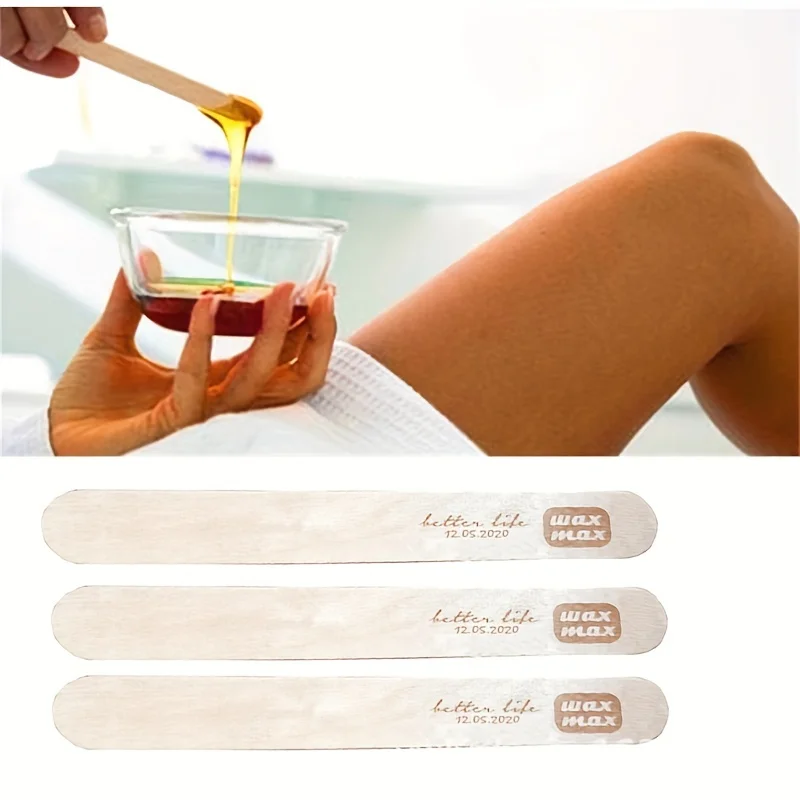 100pcs Premium Wooden Wax Sticks for Women - Disposable, Alcohol-Free Hair