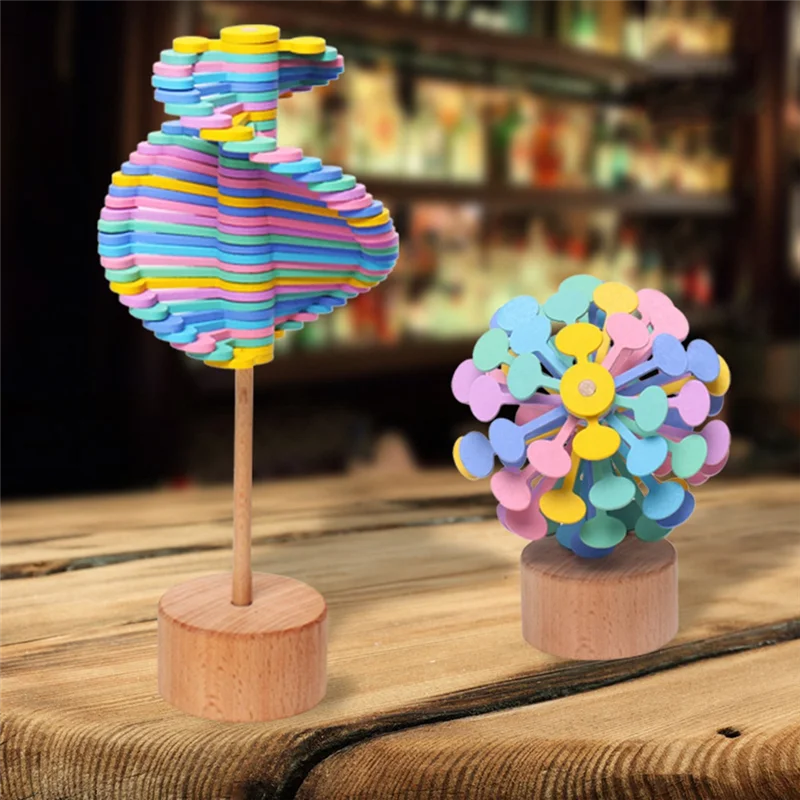 N03R-bois Spin Lollipop Fidget - Décompression éducative sensorielle - Soulagement de l'anxiété et du stress, un durable