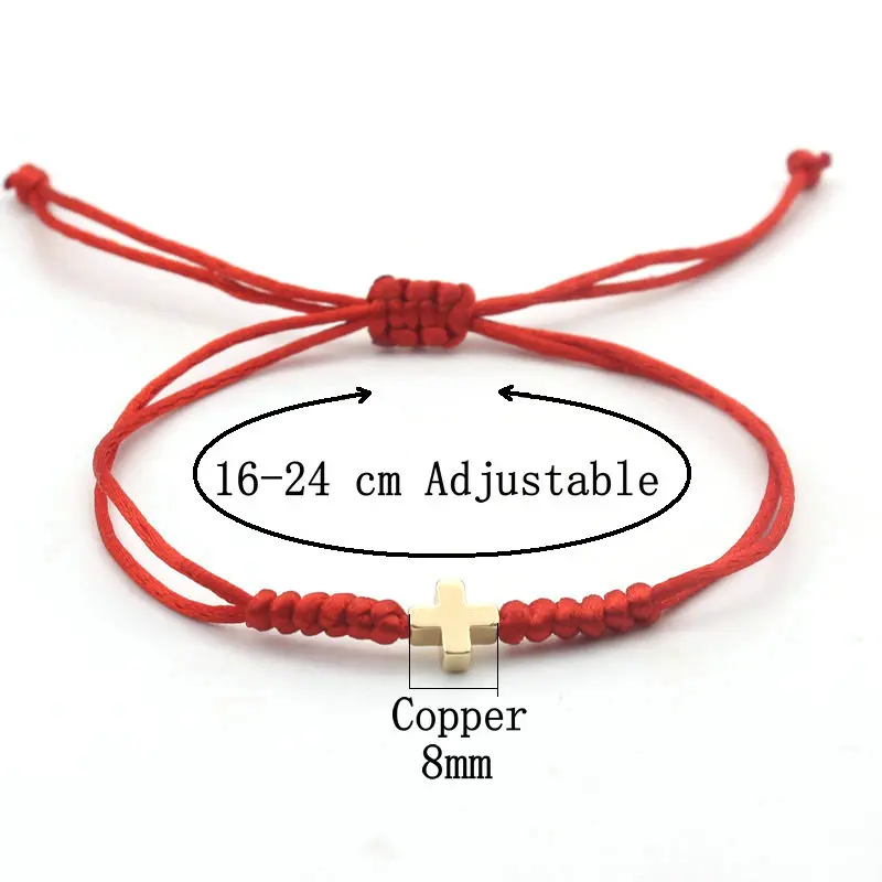 Couple Cross Charm Bracelet Lucky Red Black Rope Braided Adjustable String Bracelets for Women Men Christian Prayer Jewelry Gift