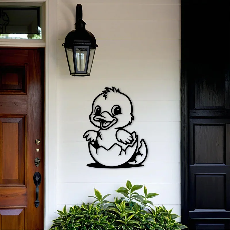 1pc 2D Flat Duck Hatching Metal Wall Art, Cartoon Iron Decor for Nursery & Bedroom, Easter Ornament