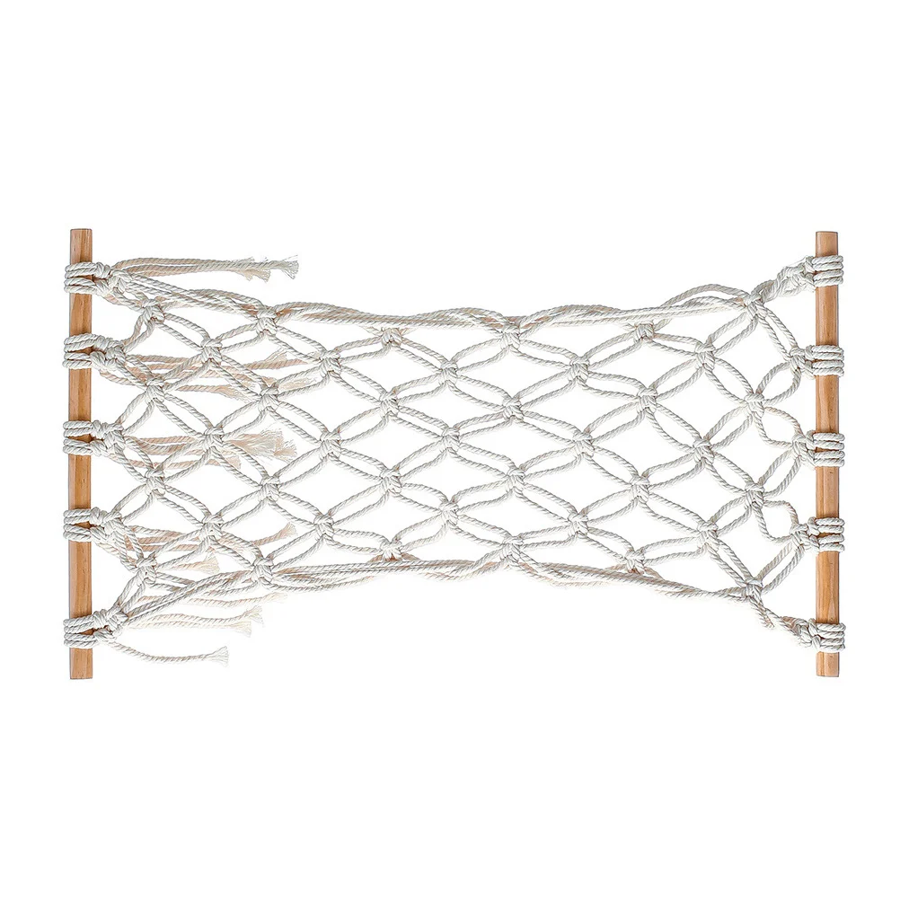 

Hanging Fruit Basket Cotton Rope Wooden Material Wall Mounted Vegetable Hammock Bohemian Decor