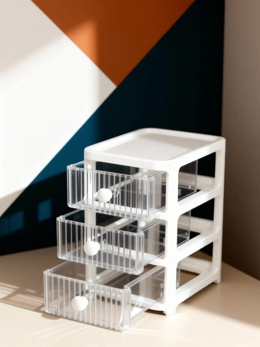 Compact Desktop Organizer with Drawers Storage Box for Makeup Tools Small Sundries Sturdy Lightweight Tidy Drawer Type
