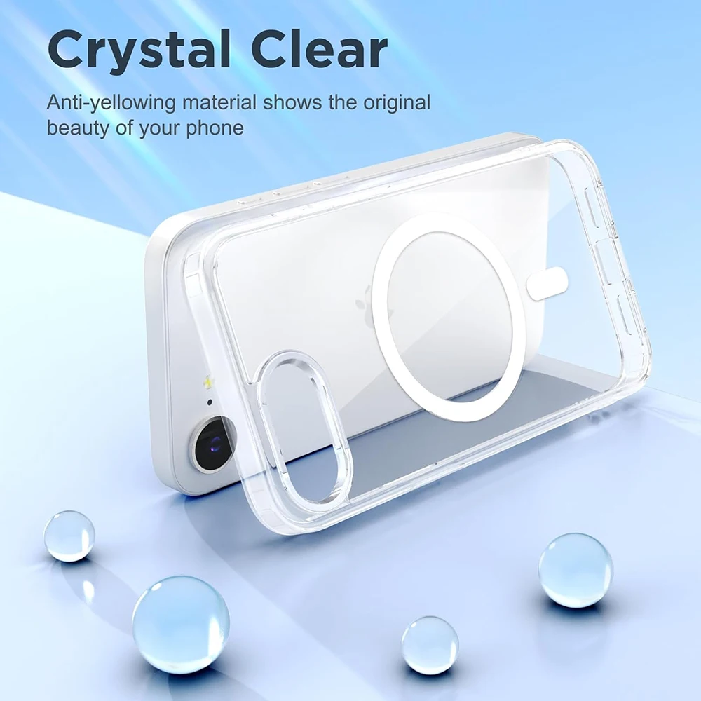 Strong Magnetic Magsafe Case For iPhone 16E 16 E Hybrid Shockproof Cover For Iphone SE 4 SE4 2025 Clear Hard Back Silicone Shell - náhled 3