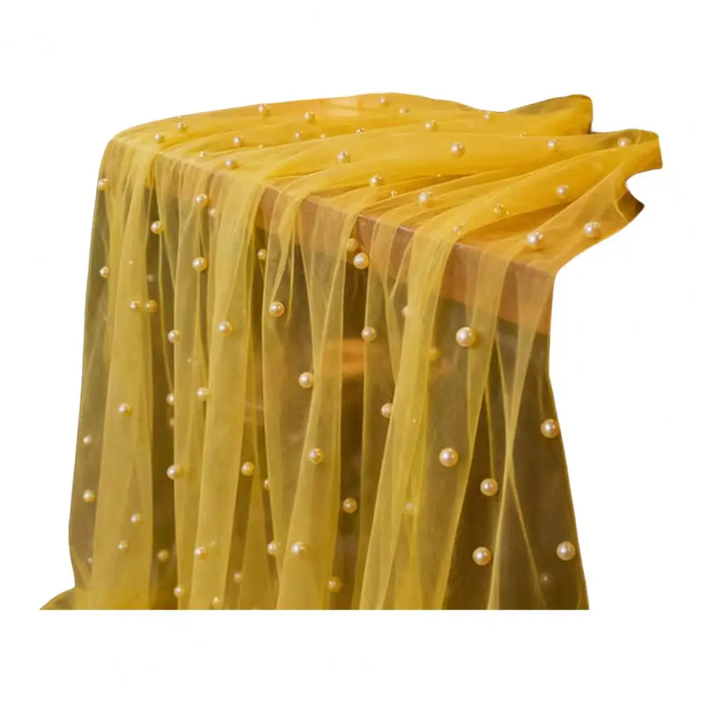 

Праздничное украшение стола: тюлевая дорожка в стиле бохо с искусственным жемчугом для свадьбы, девичника, элегантное покрытие для стола