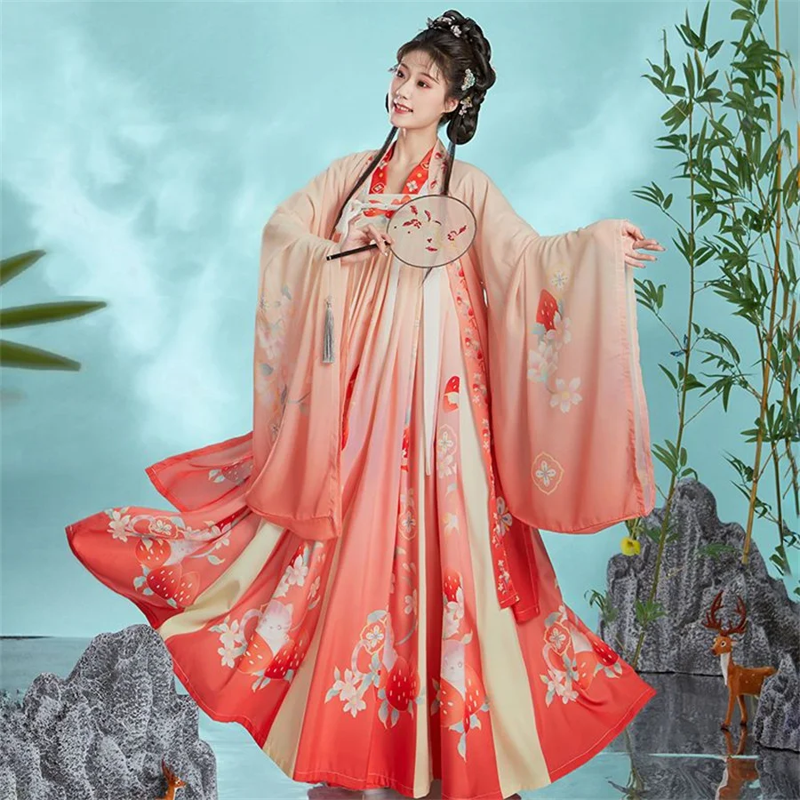 Hanfu Dress kostum Cosplay wanita, gaun Hanfu bordir tradisional Cina kuno, Hanfu untuk perempuan