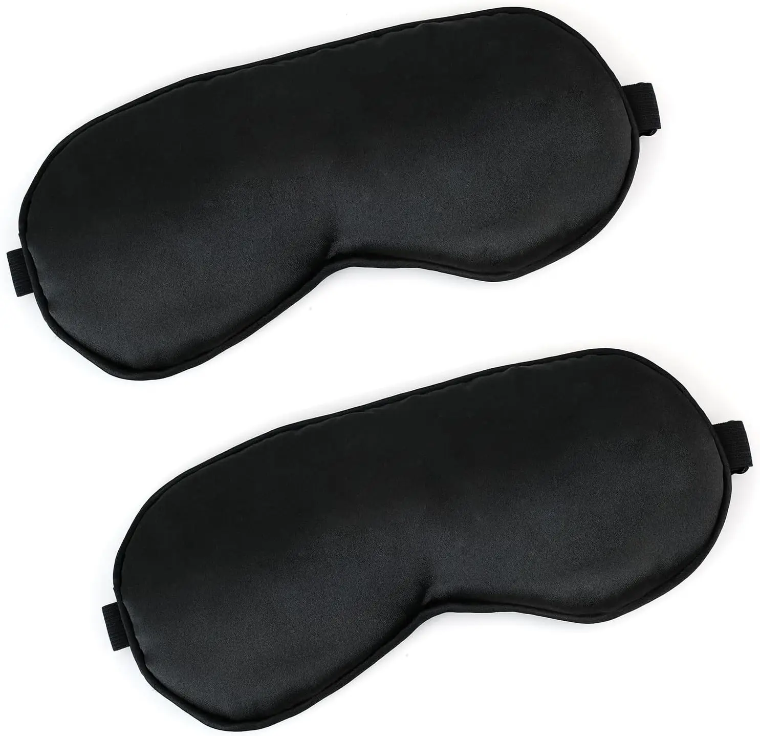 

2 Pack Black Silk Sleep Mask, Adjustable Eye Mask for Sleeping, Soft Breathable Blindfold for Travel