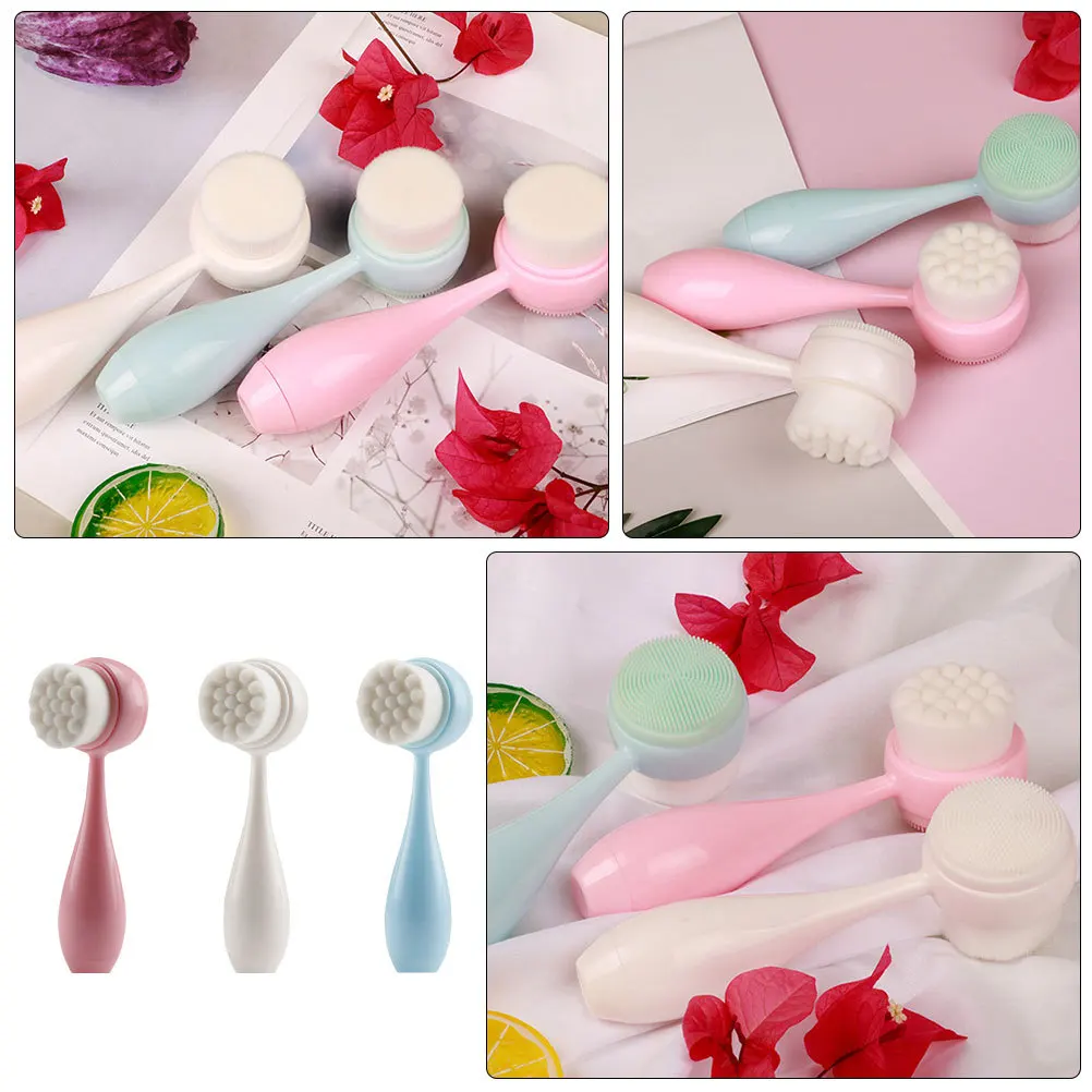 3 個のフェイスクレンジングブラシシリコーンスクラバーディープクリーン毛穴マッサージ角質除去肌フェイシャルクレンジングブラシ洗顔クリーナー
