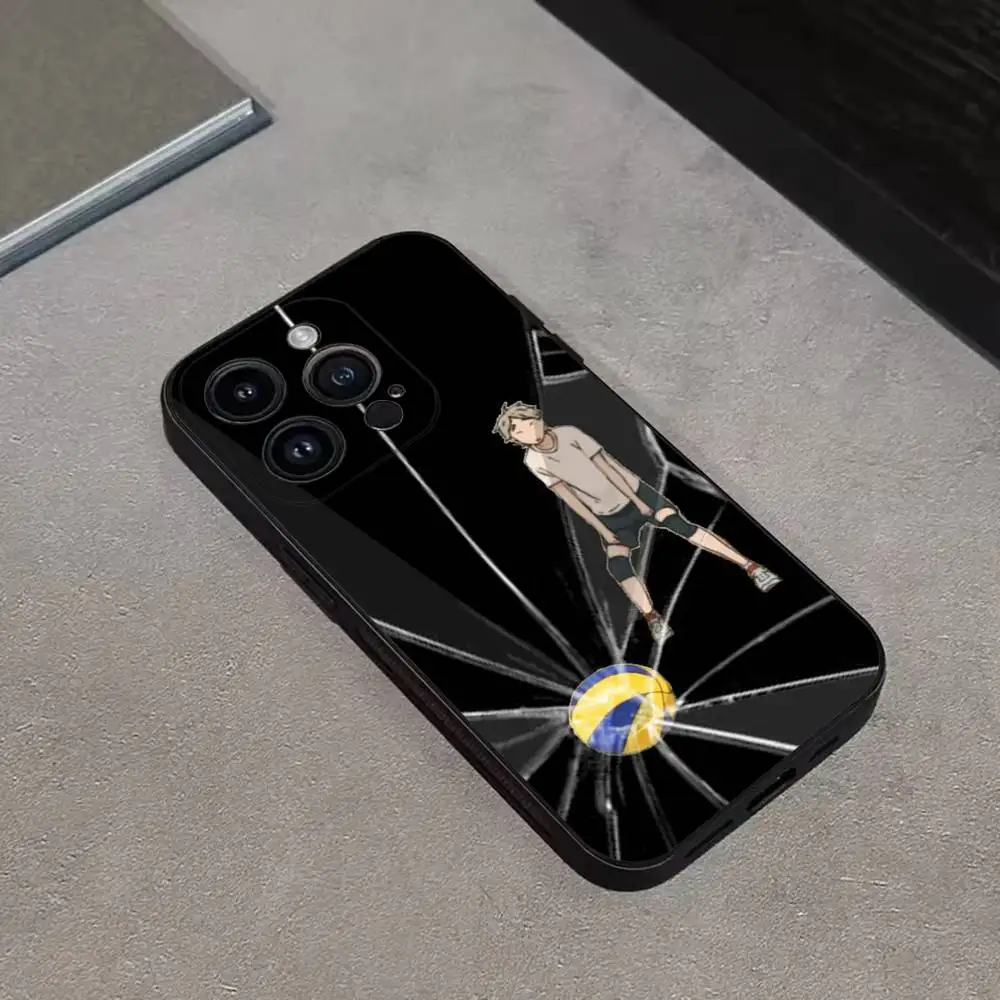 حافظة هاتف Amine H-Haikyuu لهاتف iPhone 17,16,15,14,13,12,11 Plus,Pro Max,XS,X,XR,SE,Mini,8,7,غطاء أسود من السيليكون الناعم