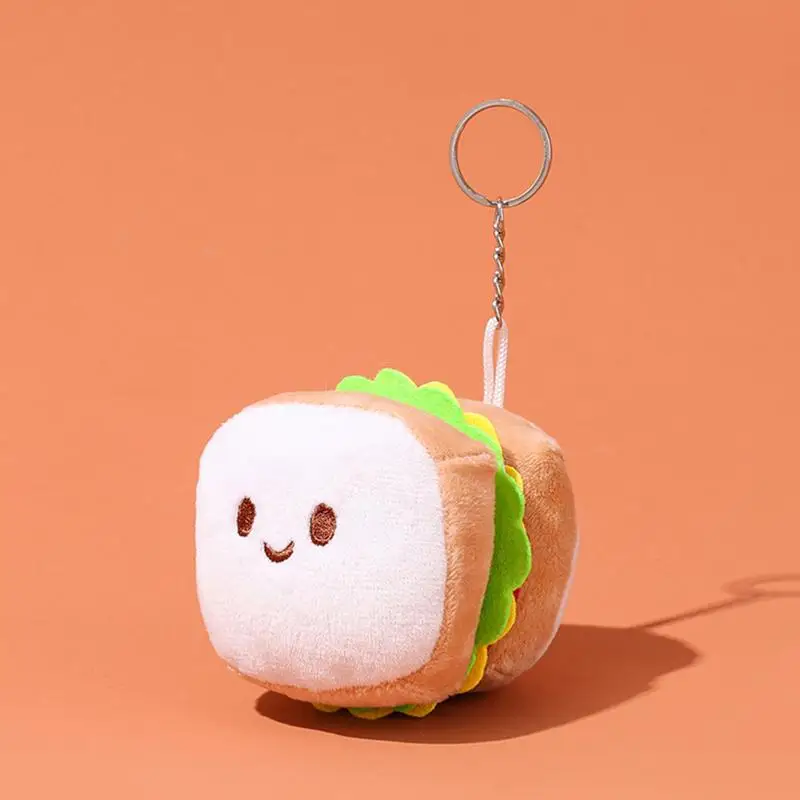 Cute Plush Keychain Sandwich Plush Toy Pendant Plush Bag Charm Keychain For Purse Bag Car Schoolbag Backpack For Backpacks Bags