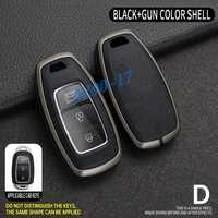 Metal leather car key protective ob Case Cover Keychain Protector Compatible With Hyundai Elantra GT Palisade Venue Santa Fe