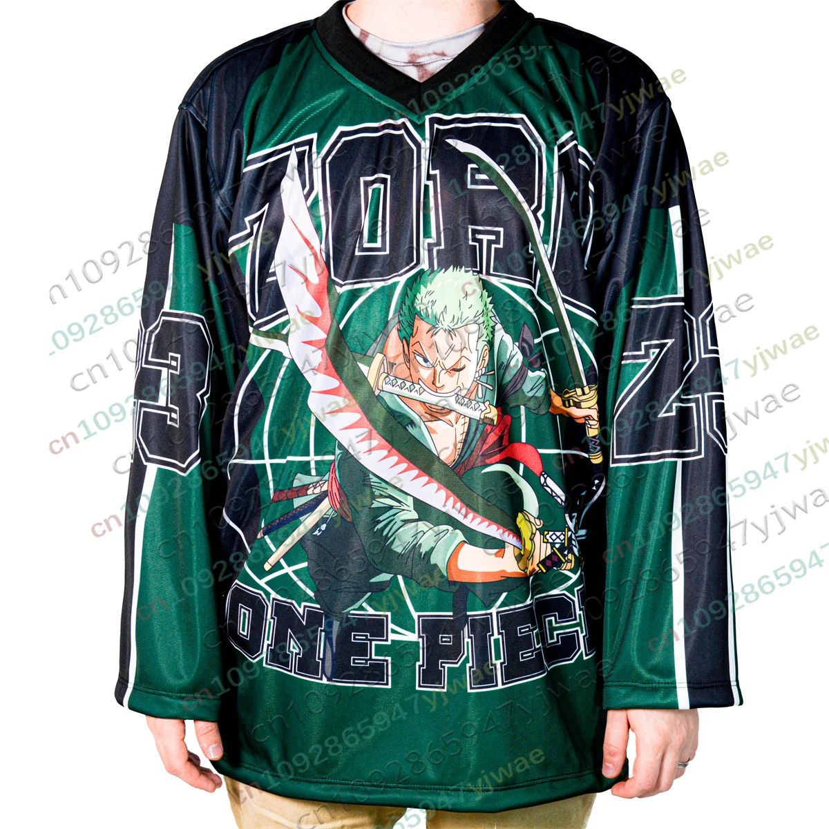 Camisetas de Hockey sobre Hielo Zoro&Luffy con Estampado Gráfico 3D, Camisetas de Manga Larga de Secado Rápido y Transpirables, Ropa Deportiva para Hombre